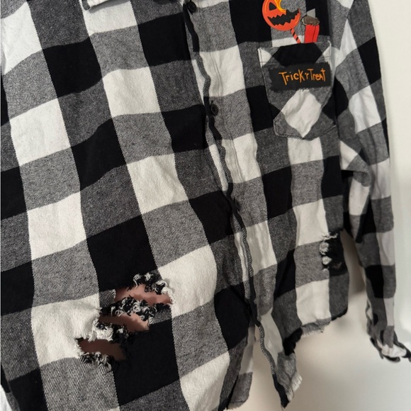 Black and White Trick-or-Treat Crop Long Sleeve - Picture 2 of 7